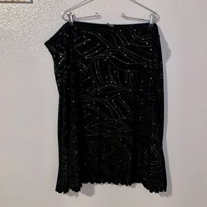 Option Too! Black sequined dressy midi formal skirt